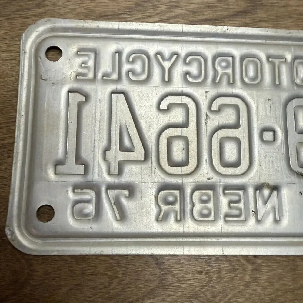 License Plate Vintage Motorcycle Sarpy County Nebraska 1976 59-6641 Rustic USA